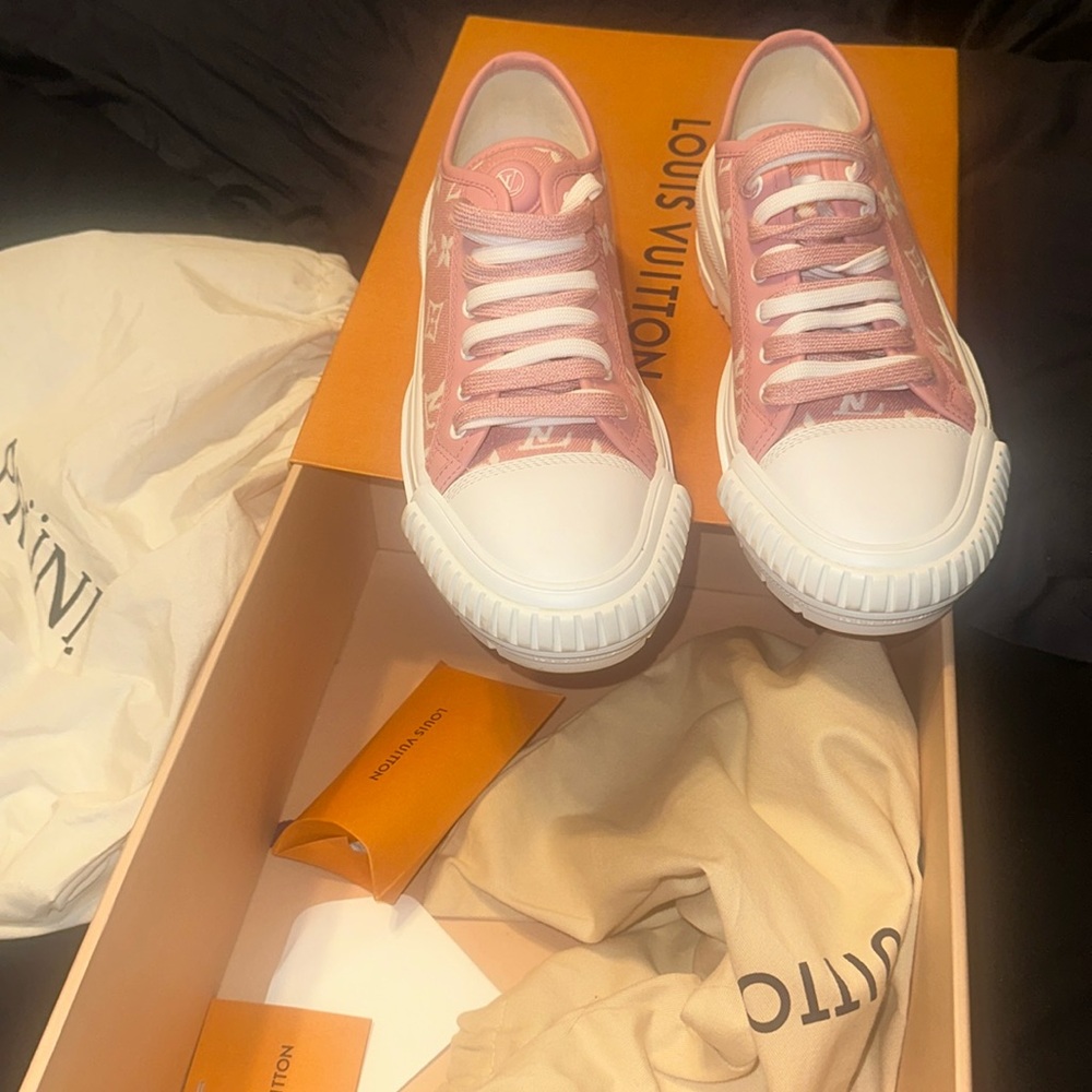 Louis Vuitton sneakers worn like one time